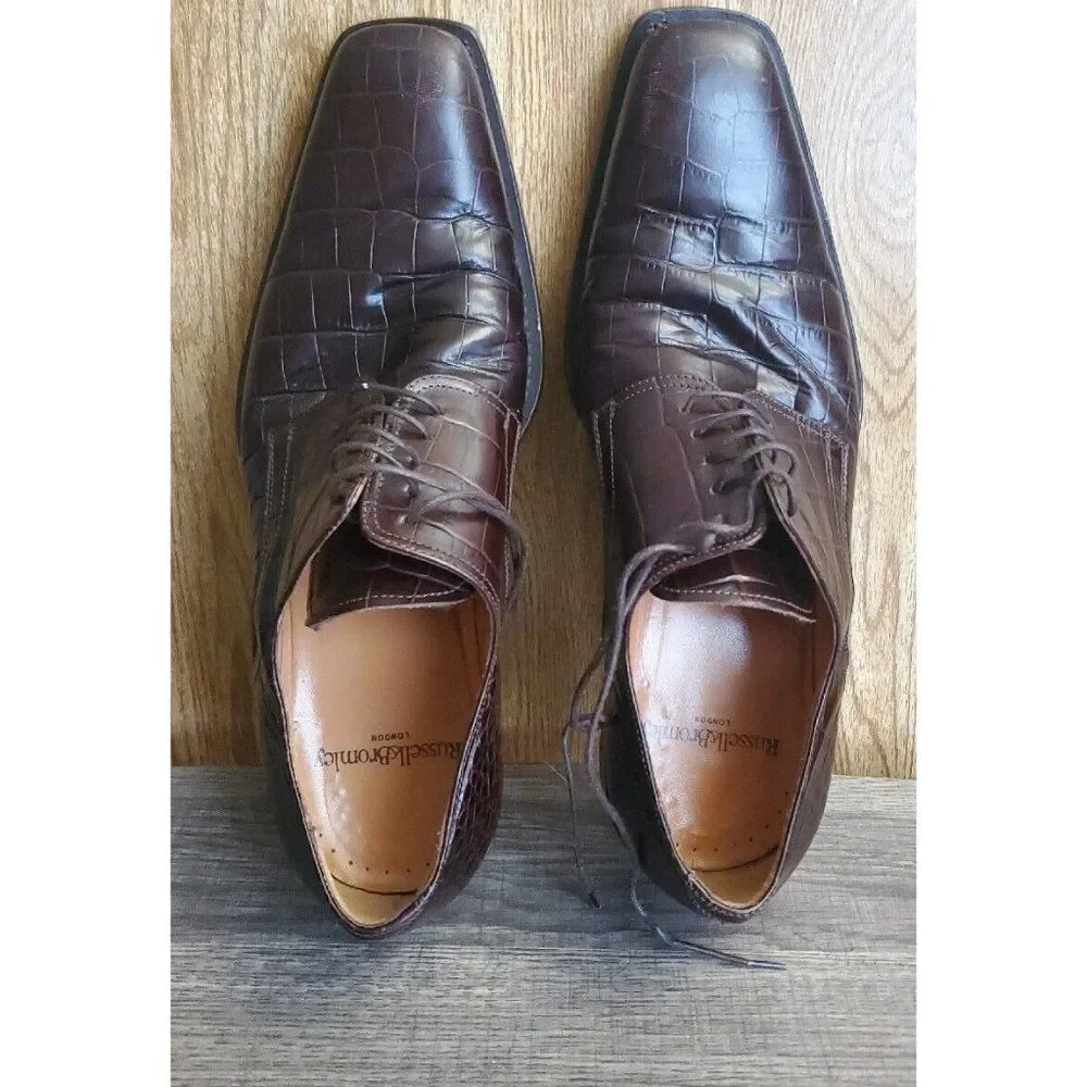 Russell & Bromley London‎ Alligator Print Lace Up Oxford Mens Size 41.5 US 8
